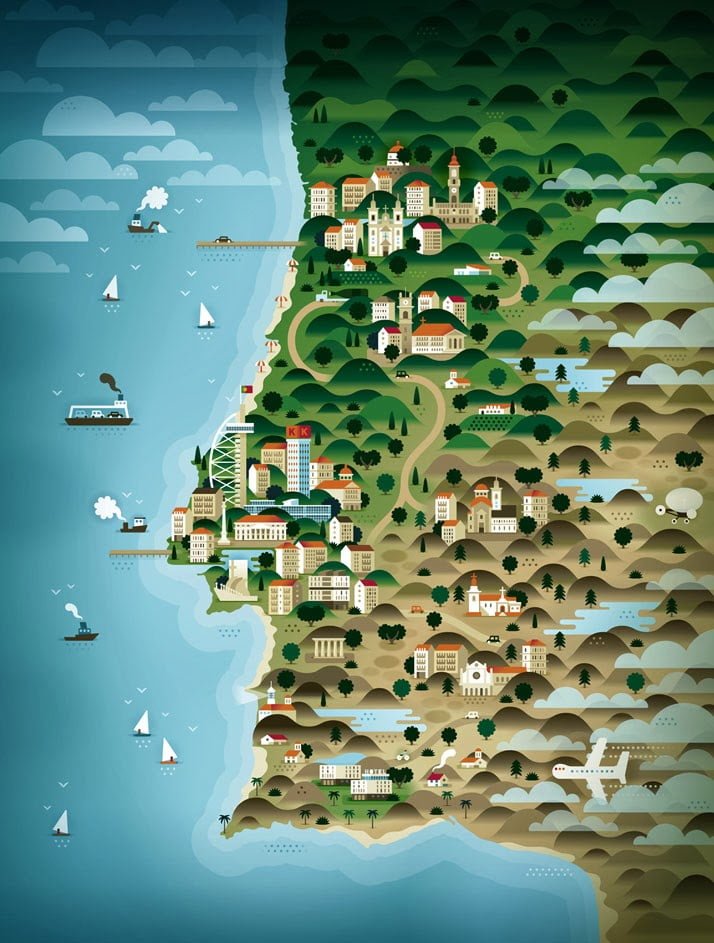 Mapa, de, portugal