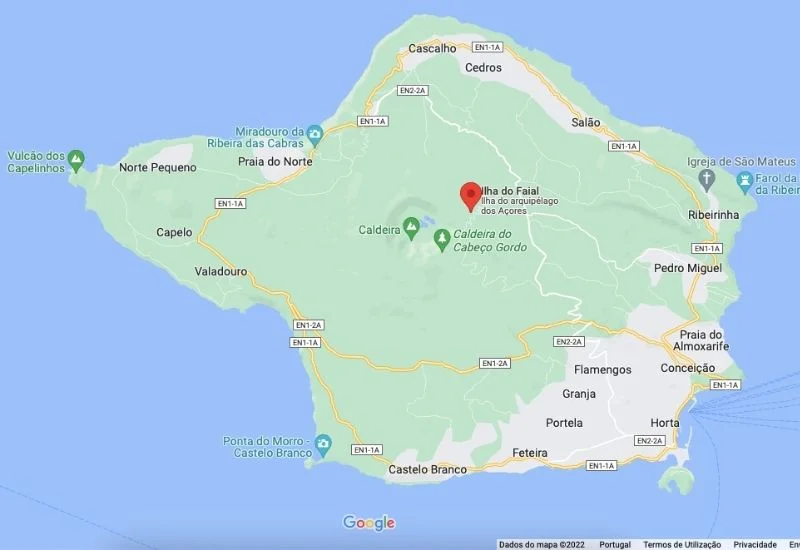 Ilha do Faial Mapa Açores