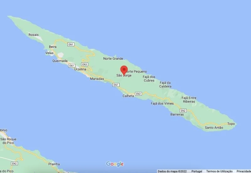 Ilha de São Jorge Mapa Açores