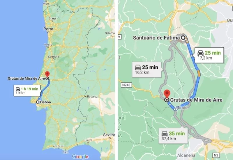 Mapa Grutas de Mira de Aire