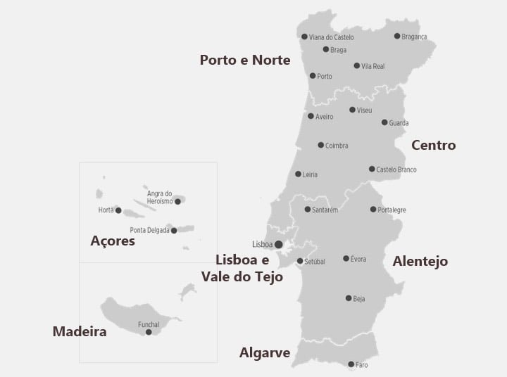 O Mapa Detalhado De Portugal Com Regiões Ou Estados E Cidades