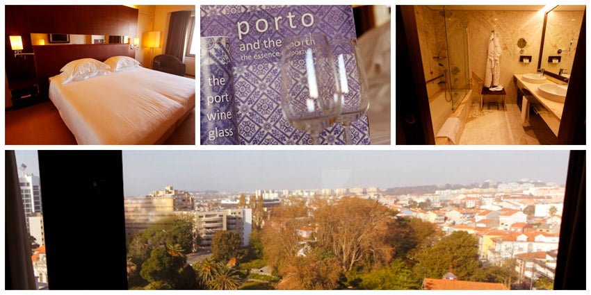 As acomodações do nosso quarto no Porto Palácio Congress Hotel & SPA