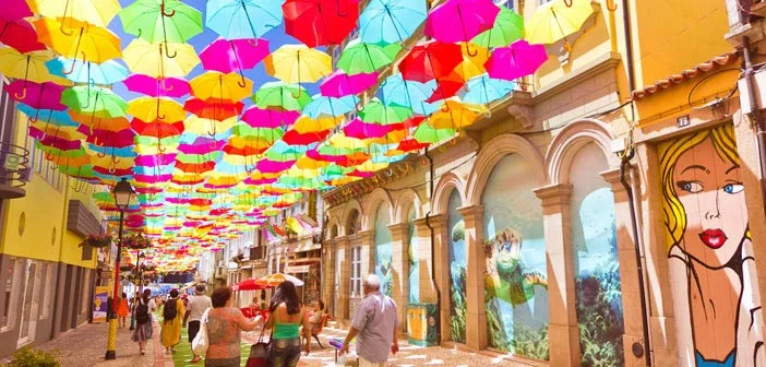 Roteiro em Águeda: veja as ruas dos guarda-chuvas coloridos! O que fazer em Águeda: roteiro com guarda-chuvas coloridos