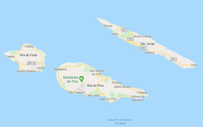 mapa ilha de São Jorge açores
