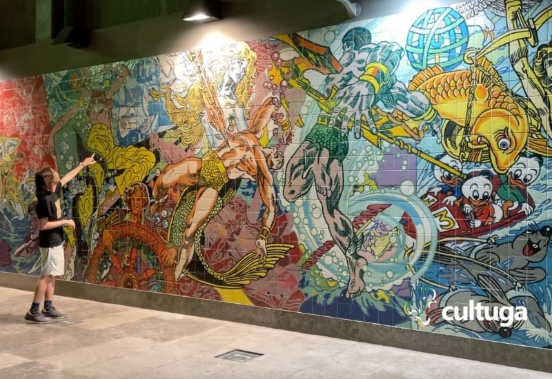 Azulejos no metro de Lisboa